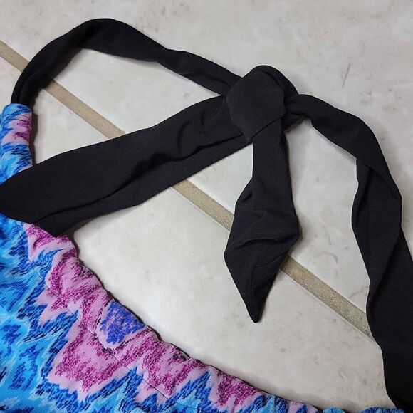 Aqua Green High Neck Angled Tankini Top Multicolor Size Large - Picture 10 of 13